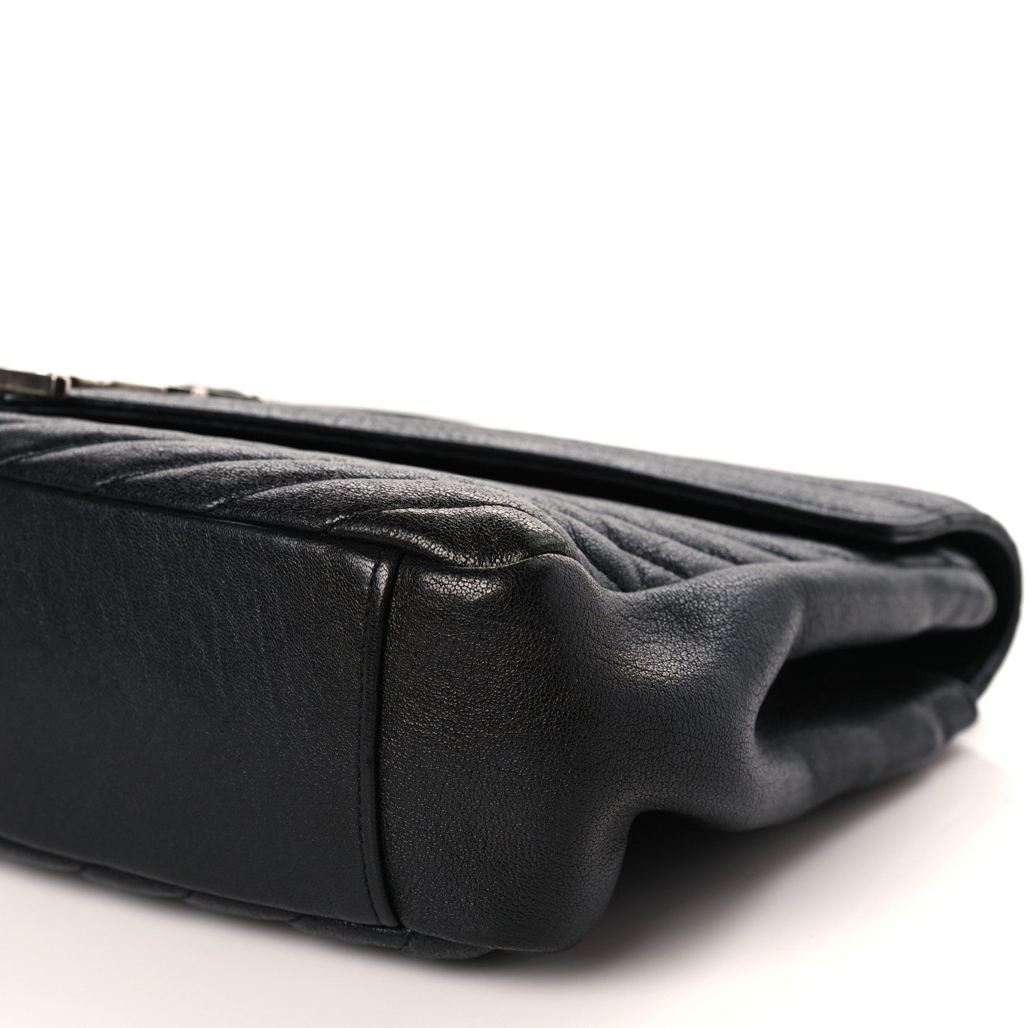 Saint Laurent Sheepskin Matelasse Chevron Monogram Large College Satchel Black 9 of 11