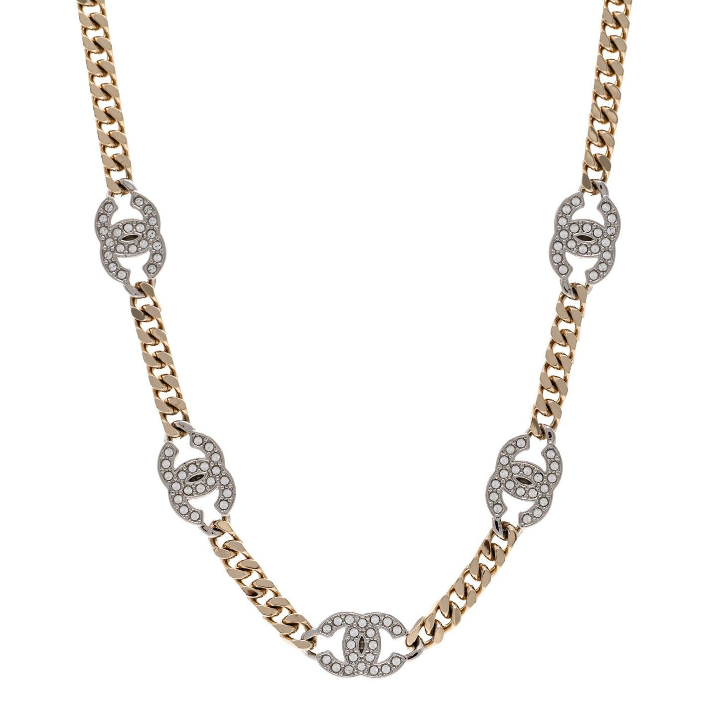 Crystal Chain CC Link Choker Gold Silver