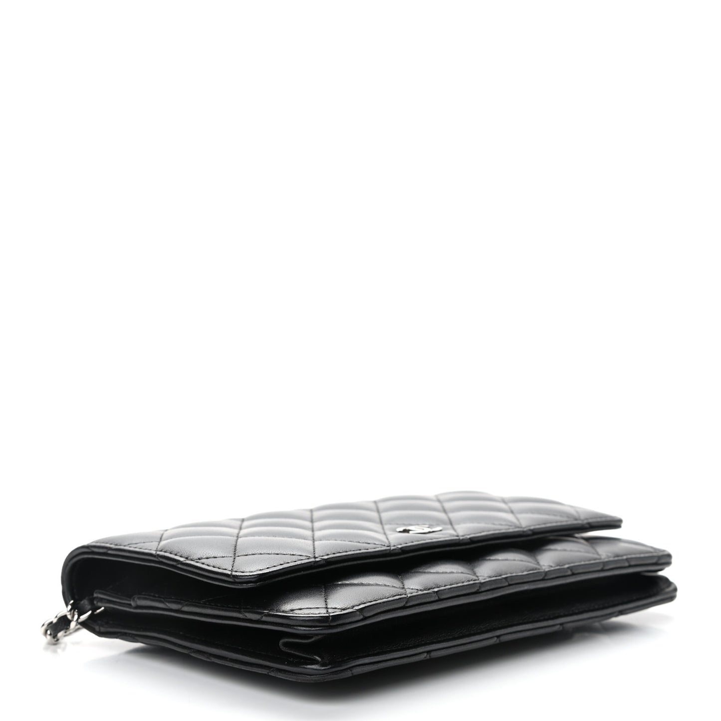 Lambskin Quilted Wallet On Chain WOC Black