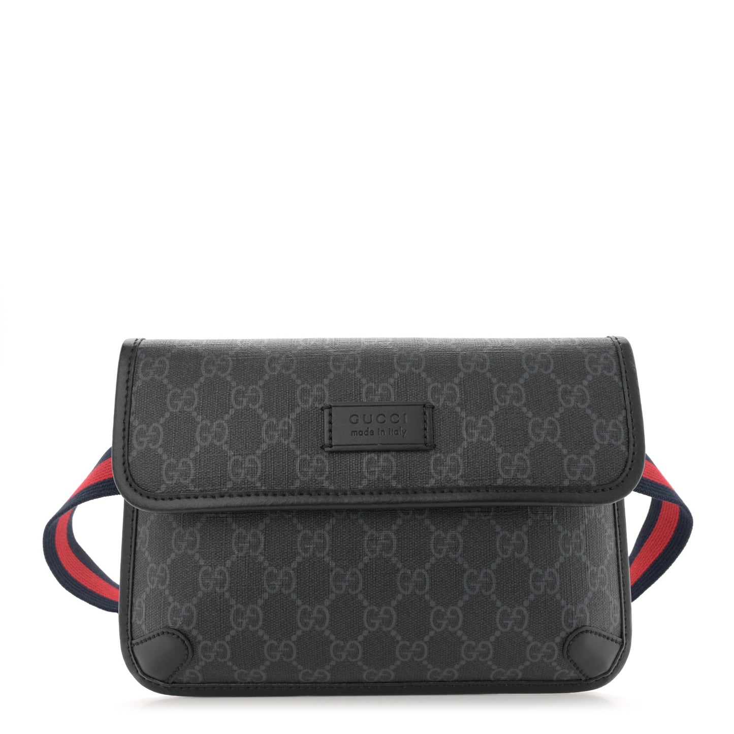 GG Supreme Monogram Web Slim Belt Bag Black Grey