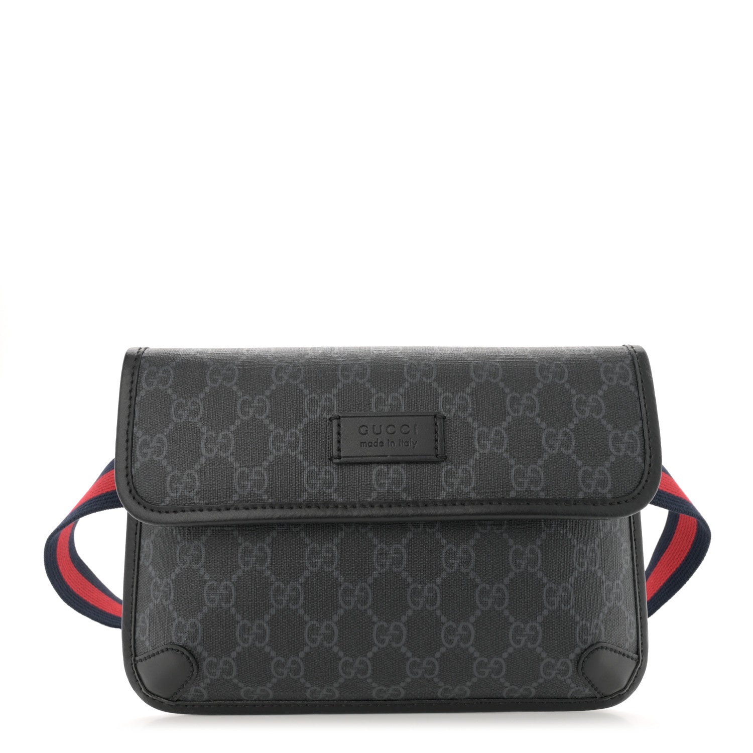 Gucci GG Supreme Monogram Web Slim Belt Bag Black Grey 1 of 12