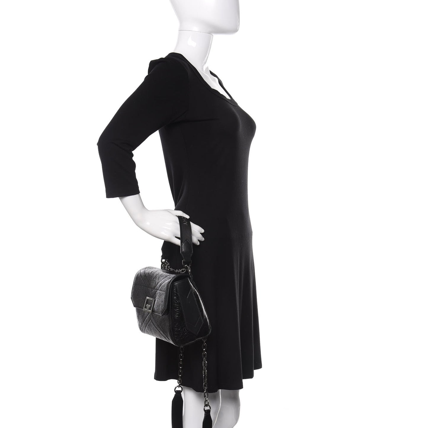 Creased Patent Calfskin Small ID Flap Black