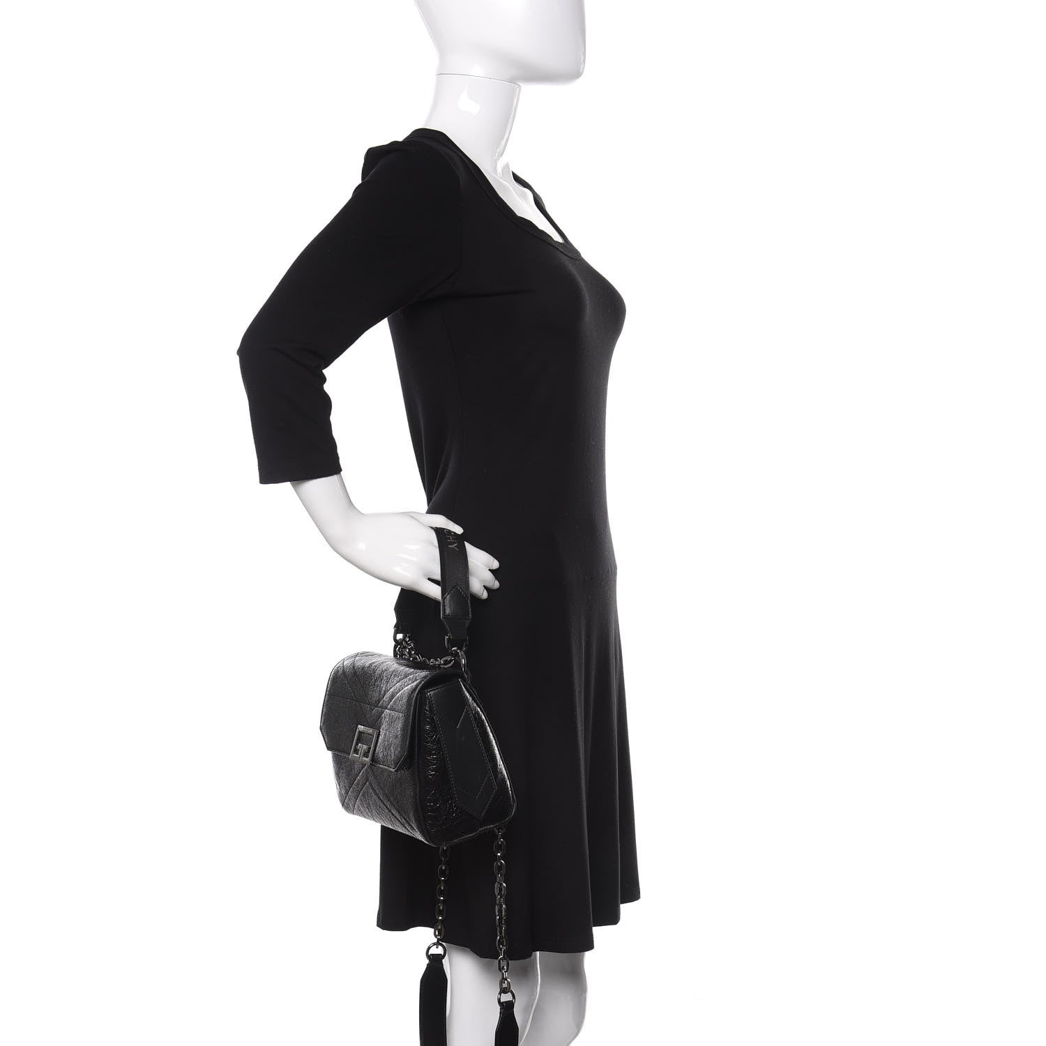 Givenchy Creased Patent Calfskin Small ID Flap Black 3 of 11