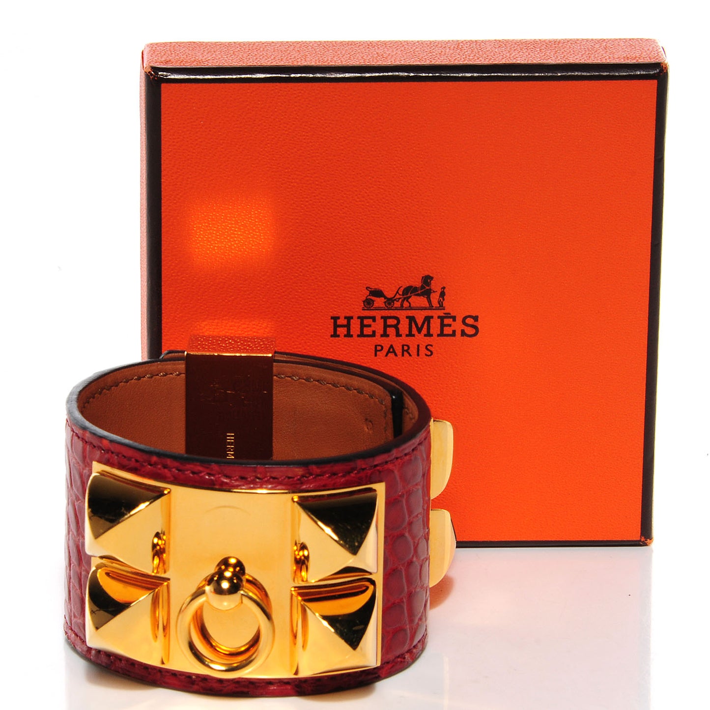 Matte Alligator Collier De Chien CDC Small Bracelet Rouge H