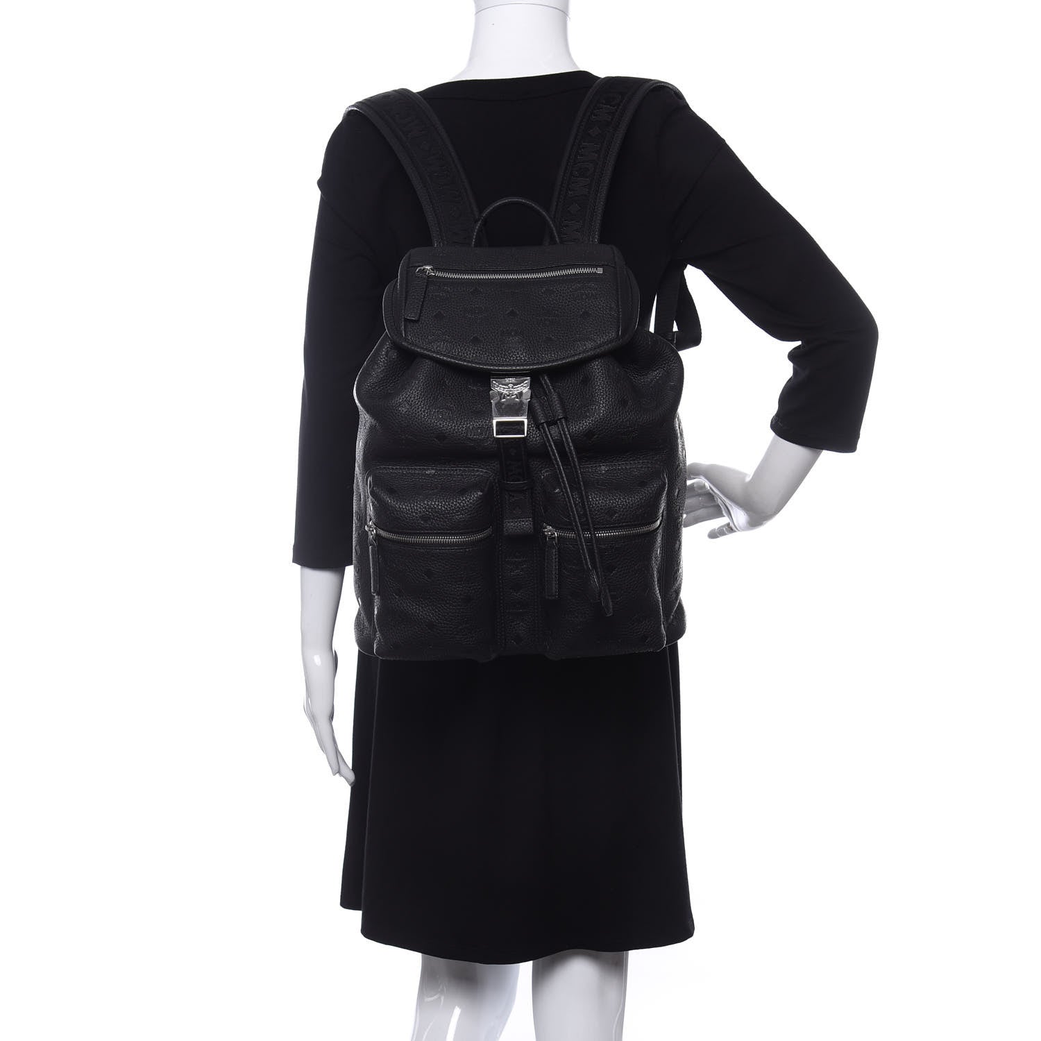 MCM Calfskin Ottomar Small Tivitat Two-Pocket Backpack Black 2 of 9