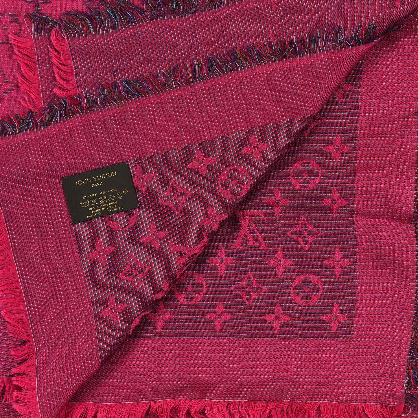 Silk Wool Monogram Rainbow Shawl