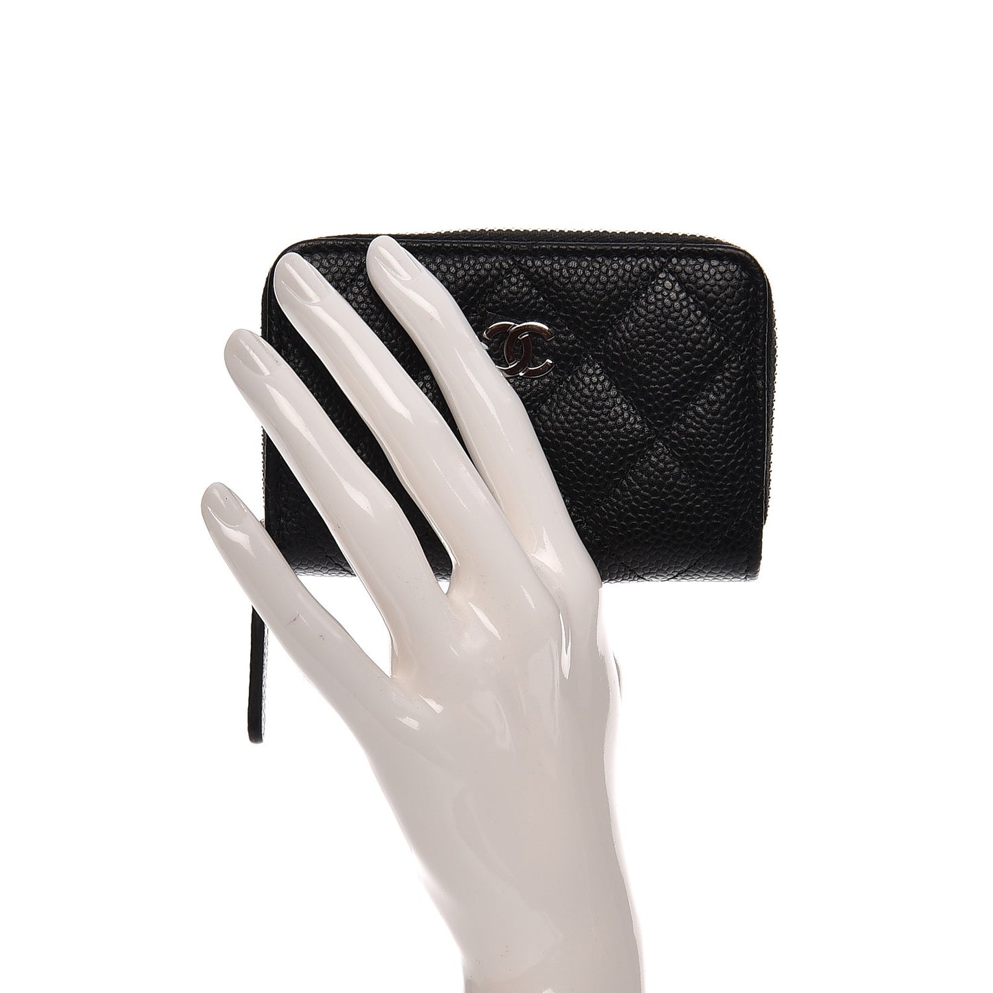 Caviar Quilted Zip Coin Purse Black