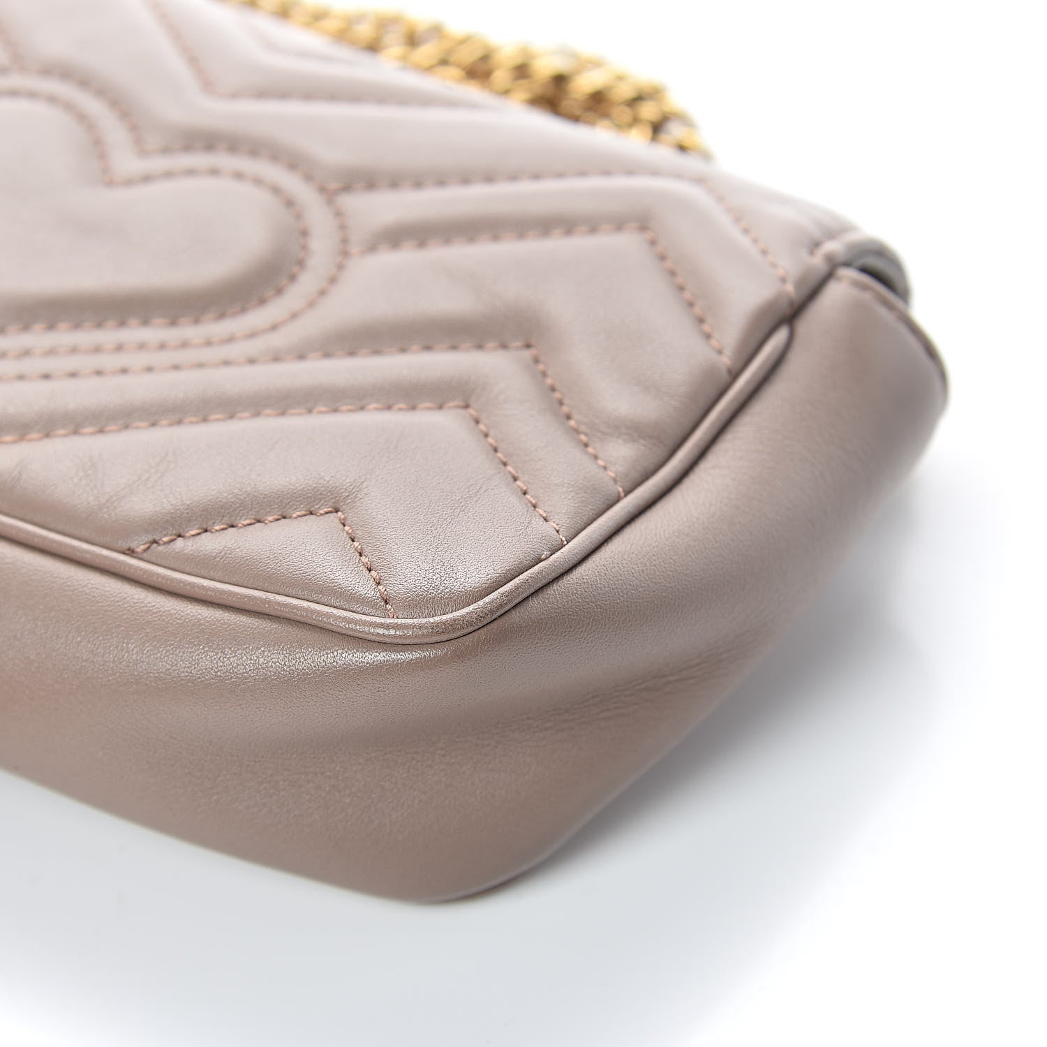 Gucci Calfskin Matelasse Super Mini GG Marmont Shoulder Bag Porcelain Rose 15 of 15