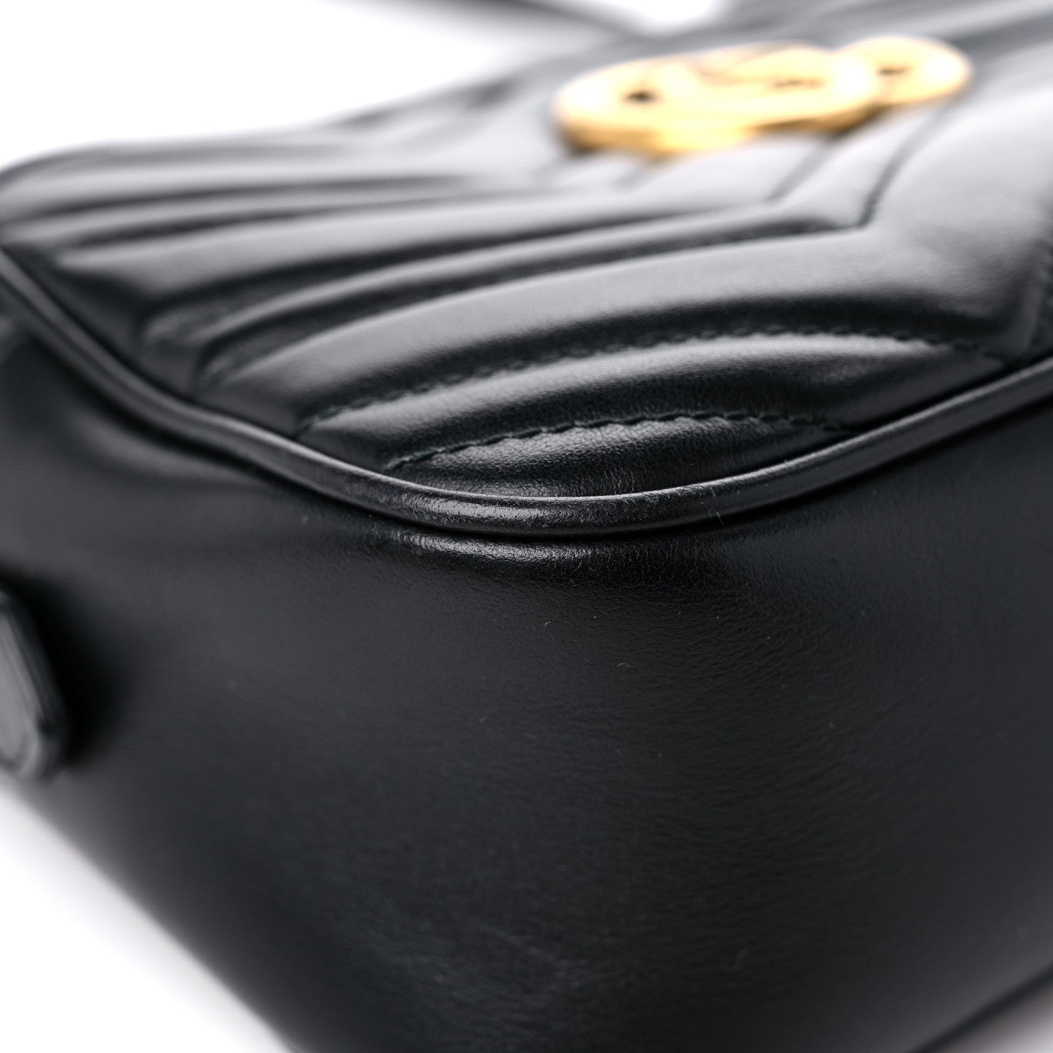 Gucci Calfskin Matelasse Small GG Marmont Chain Shoulder Bag Black 9 of 14