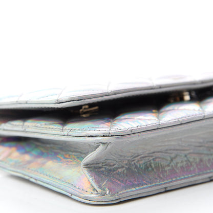 Chanel Iridescent Goatskin Quilted Wallet On Chain WOC Silver 6 of 12