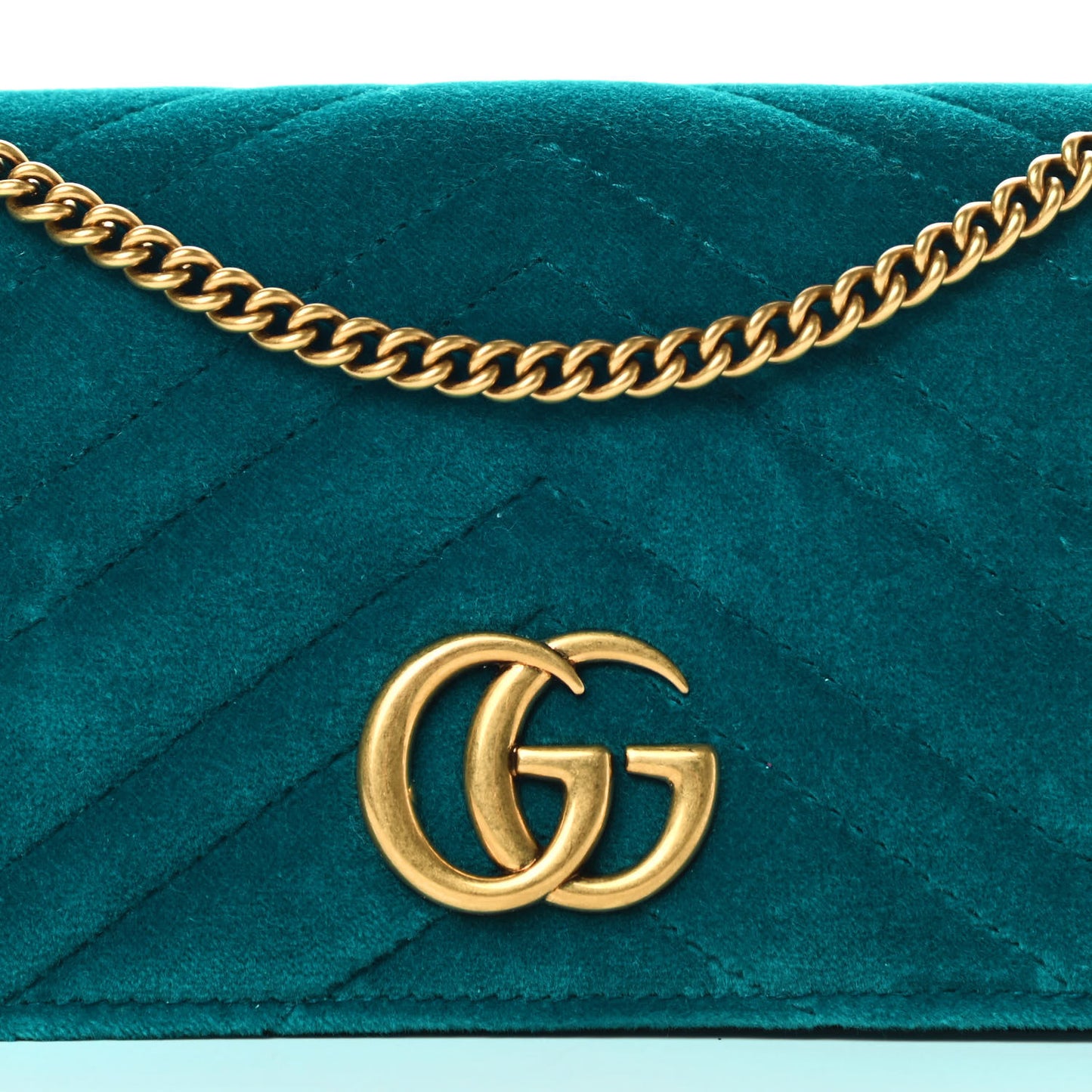 Velvet Matelasse GG Marmont Mini Bag Pavone Cyan