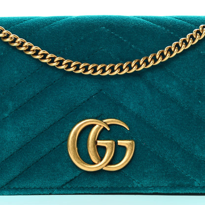 Gucci Velvet Matelasse GG Marmont Mini Bag Pavone Cyan 7 of 10