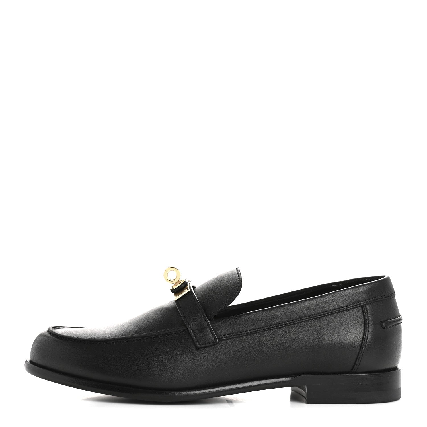 Hermes Calfskin Womens Destin Loafer 38 Black 1 of 10
