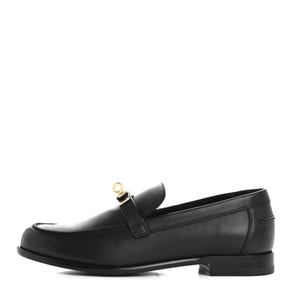Hermes Calfskin Womens Destin Loafer 38 Black 1 of 10