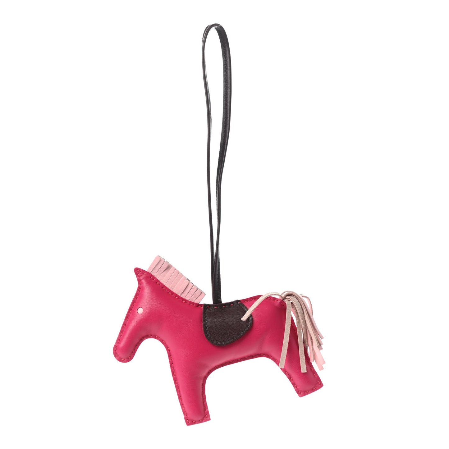 Milo Lambskin Grigri Rodeo Horse Bag Charm MM Rose Sakura Framboise Rouge Sellier