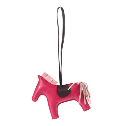 Hermes Milo Lambskin Grigri Rodeo Horse Bag Charm MM Rose Sakura Framboise Rouge Sellier 1 of 3