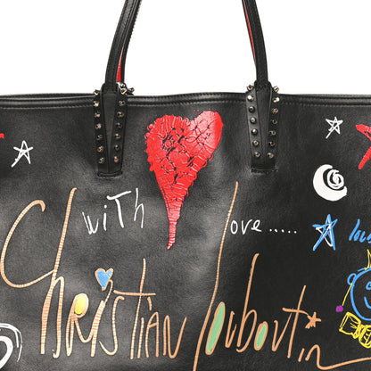 Christian Louboutin Calfskin Loubitag Spikes East West Cabata Tote Black 8 of 11