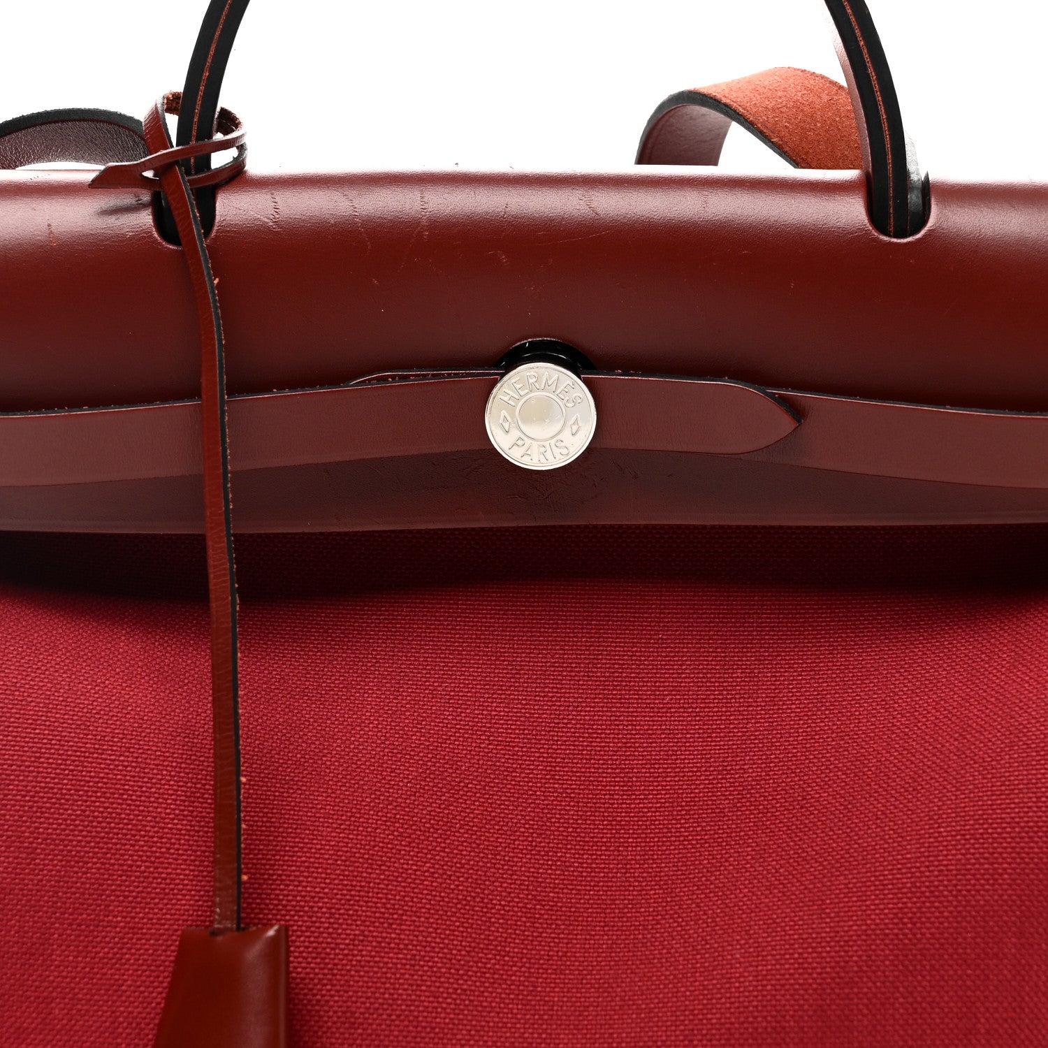 Hermes Vache Hunter Toile Herbag Zip 31 PM Rouge H Brique 8 of 11