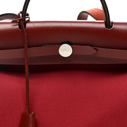Hermes Vache Hunter Toile Herbag Zip 31 PM Rouge H Brique 8 of 11