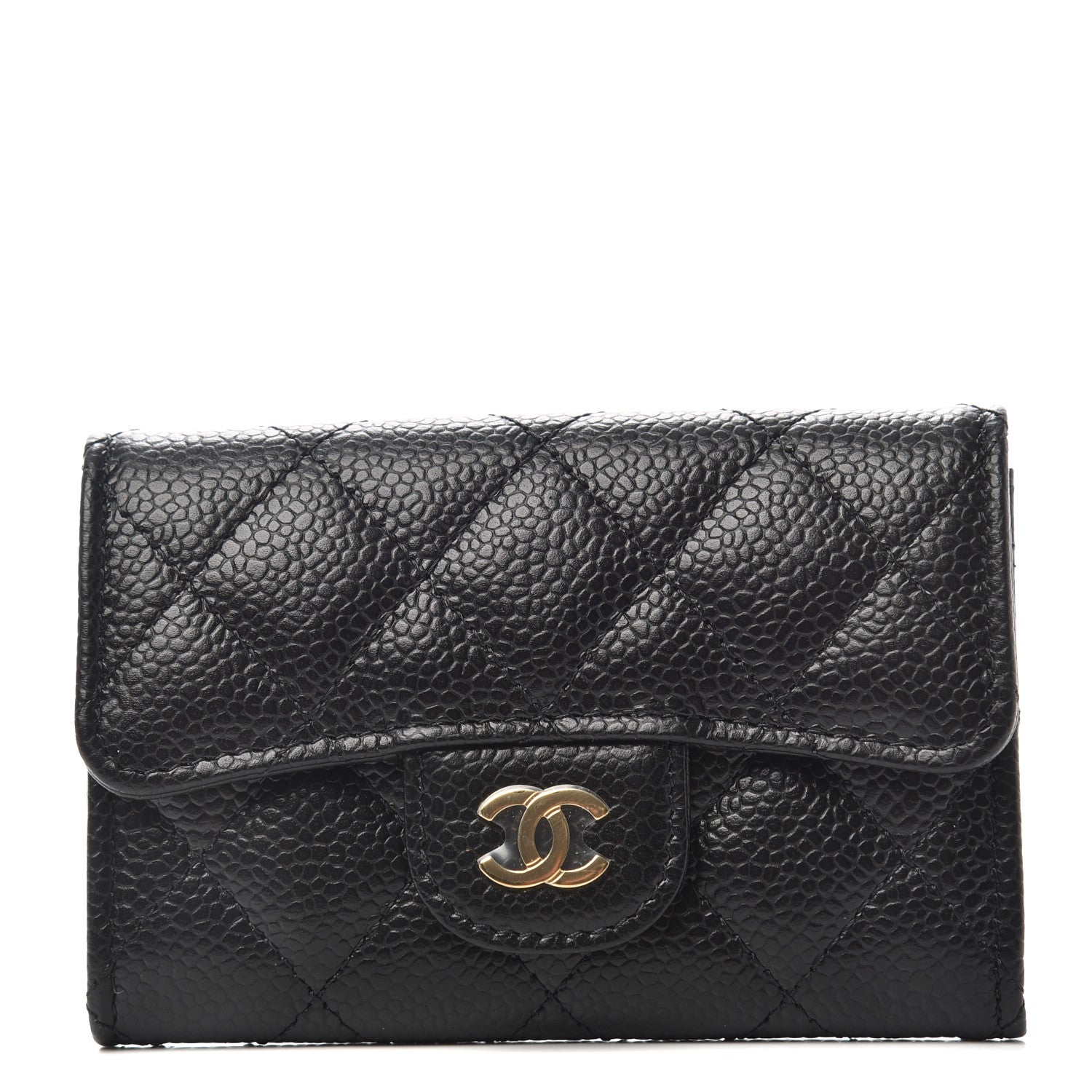 Chanel Caviar Quilted Flap Card Holder Wallet Black 1 of 8