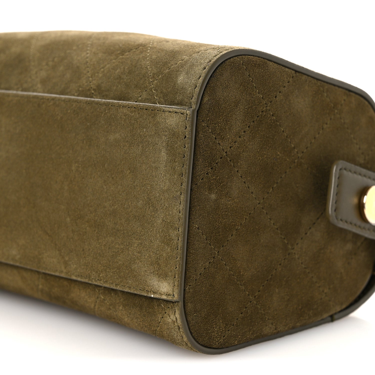 Chanel Suede Quilted Turn Around Clutch With Chain Khaki 10 of 13