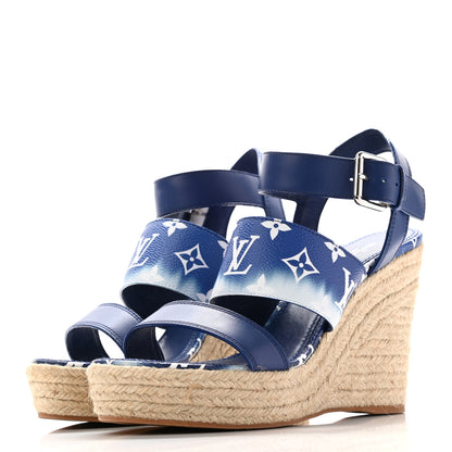 Louis Vuitton Monogram Escale Starboard Wedge Sandal 41 Blue 3 of 12