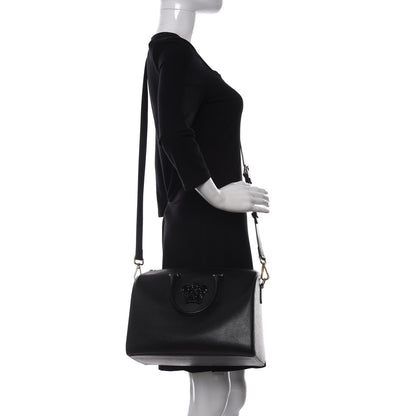 Versace Saffiano Calfskin Palazzo Duffle Bag Black 2 of 8