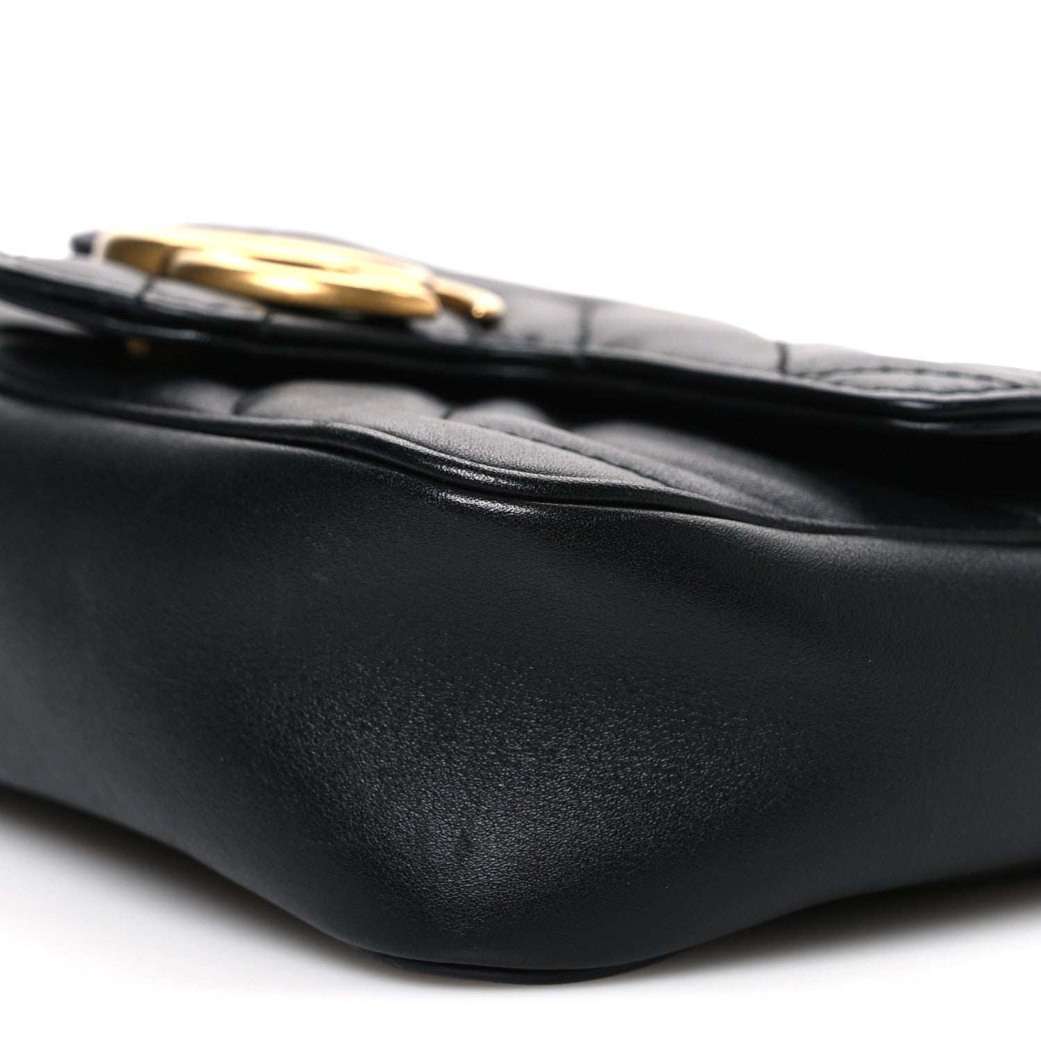 Gucci Calfskin Matelasse Super Mini GG Marmont Shoulder Bag Black 9 of 9