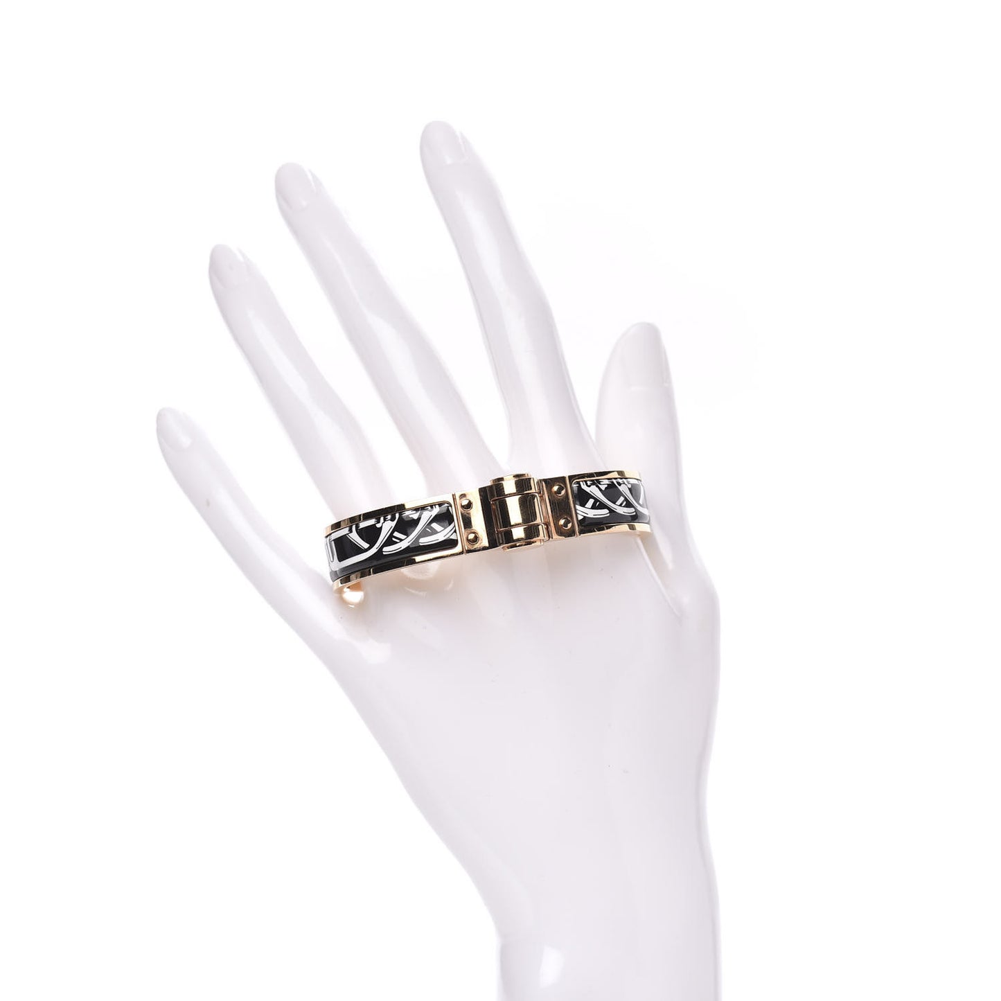 Enamel Printed Narrow Balades Equestres Positif Negatif Hinged Bracelet S Black