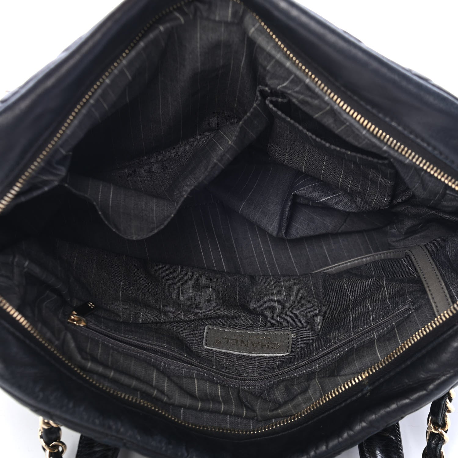 Chanel Glazed Calfskin Lambskin Quilted Portobello Tote Black 4 of 4