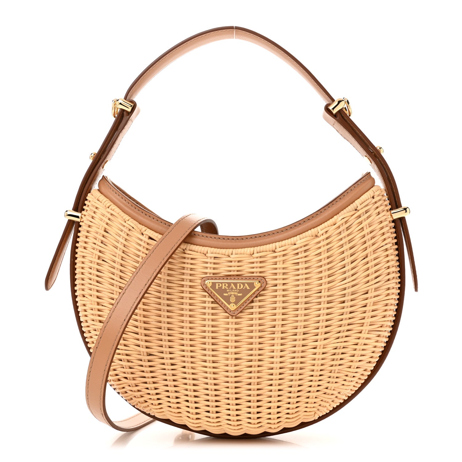 Prada Wicker Arque Shoulder Bag Natural 1 of 10