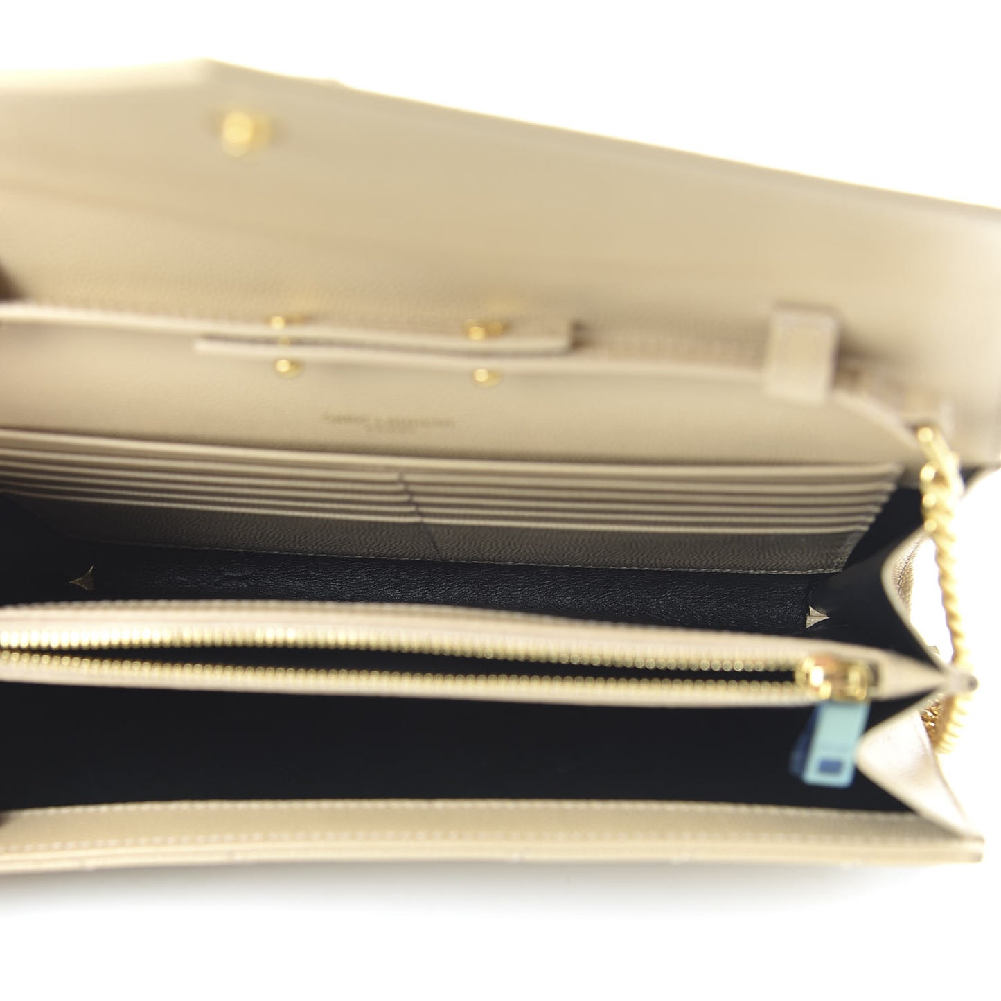 Grain De Poudre Matelasse Chevron Monogram Chain Wallet Nude Powder