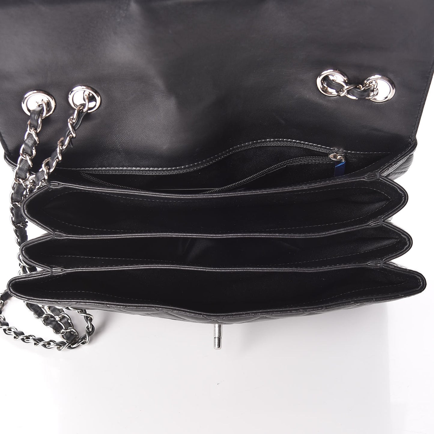 Lambskin Quilted Jumbo by 4 Flap Black