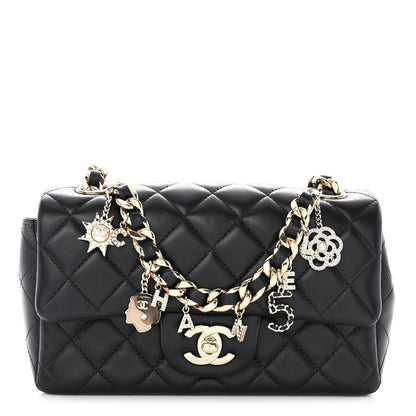 Chanel Lambskin Quilted Mini Coco Charms Rectangular Flap Black 1 of 11
