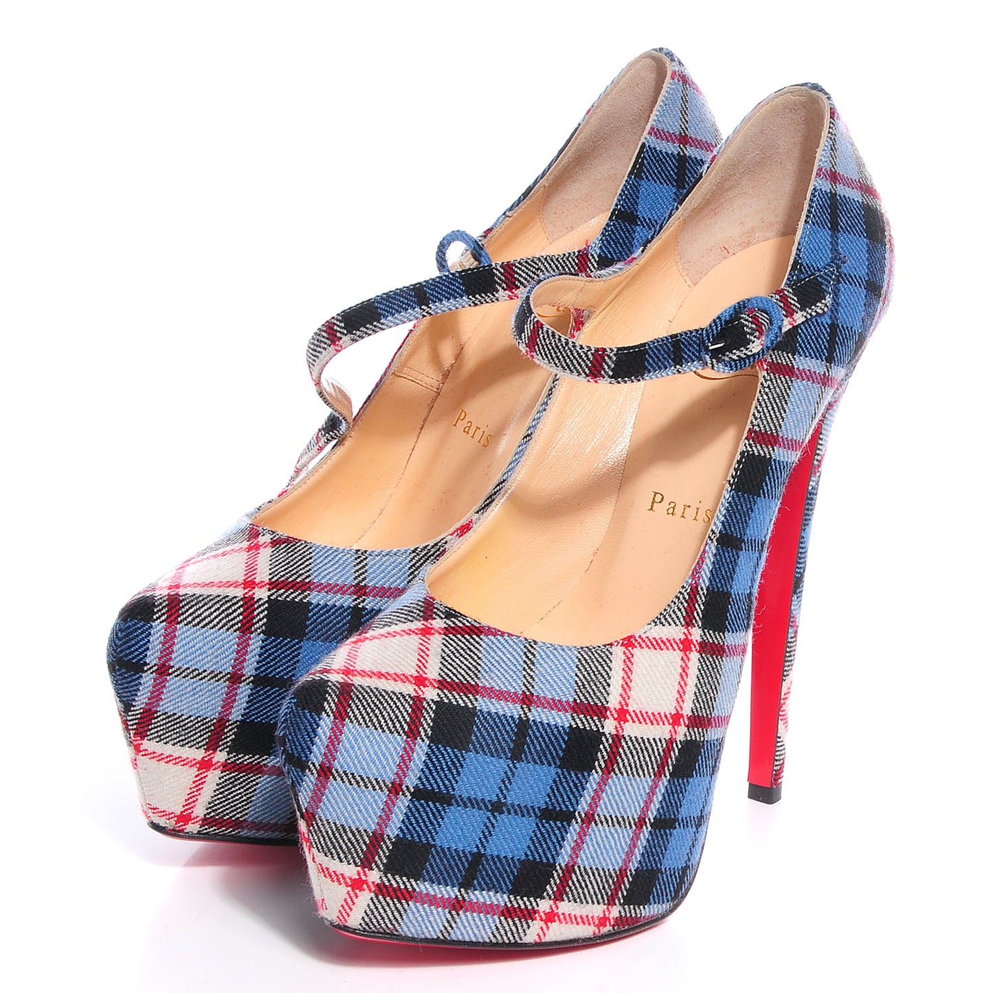 Fabric Tartan Print Lady Daf 160 Pumps 38.5
