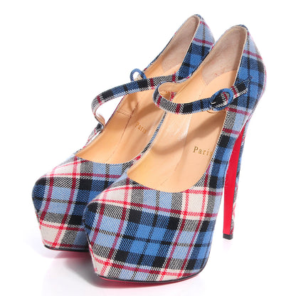 Christian Louboutin Fabric Tartan Print Lady Daf 160 Pumps 38.5 3 of 7