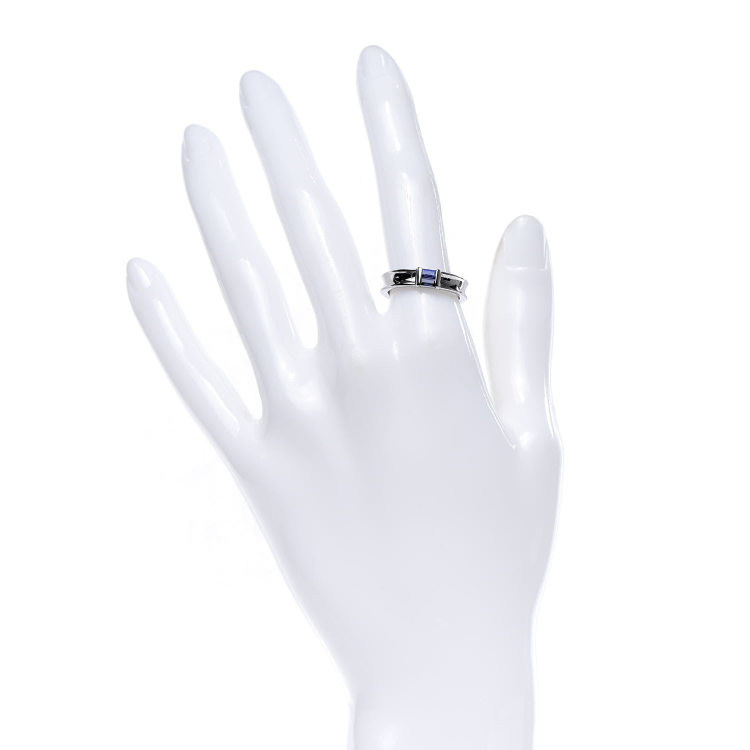 Tiffany 18K White Gold Blue Sapphire Stacking Ring 53 6.5 2 of 7