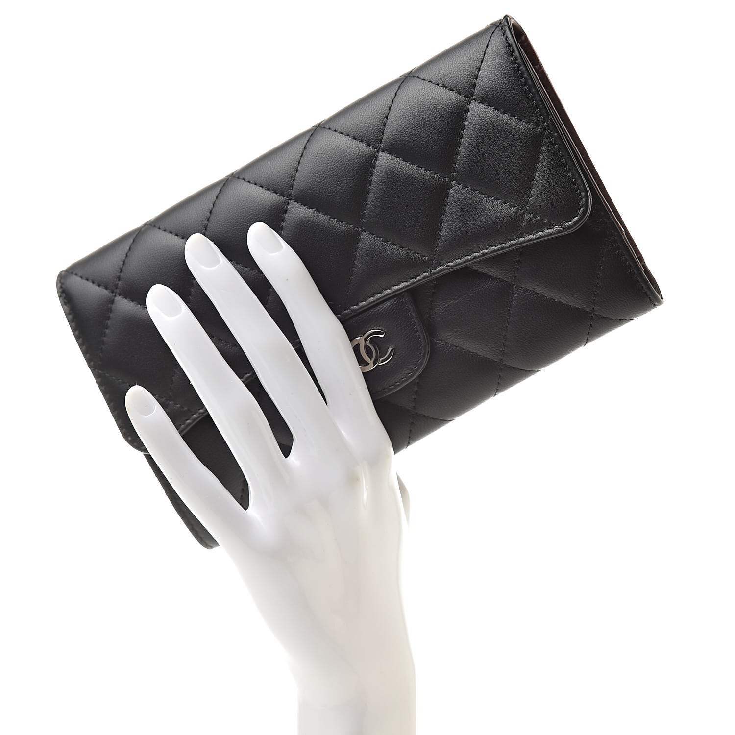Chanel Lambskin Quilted Large Flap Wallet Black 2 of 10
