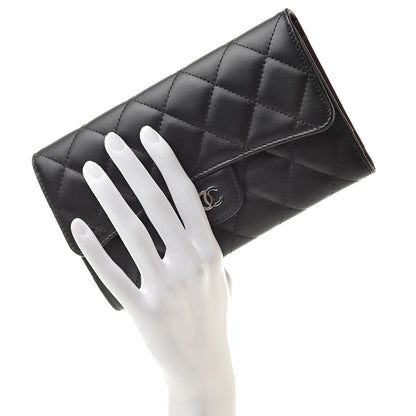 Chanel Lambskin Quilted Large Flap Wallet Black 2 of 10