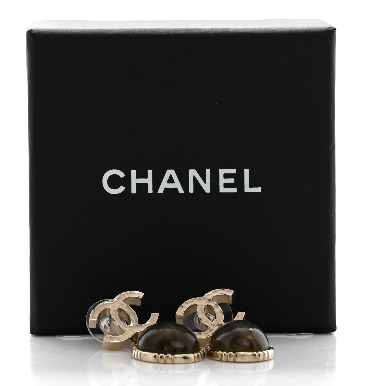 Chanel CC Oval Drop Earrings Gold 5 of 5
