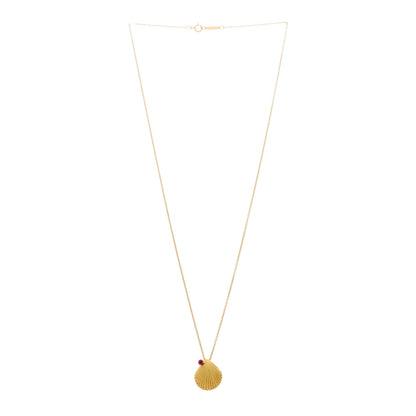 Tiffany 18K Yellow Gold Ruby Seashell Pendant Necklace 3 of 6