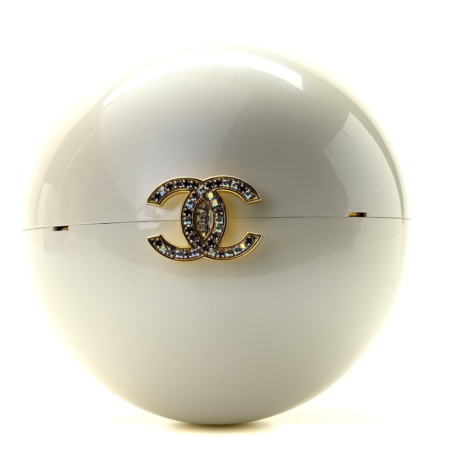 Plexiglass Pearl CC Minaudiere Clutch White