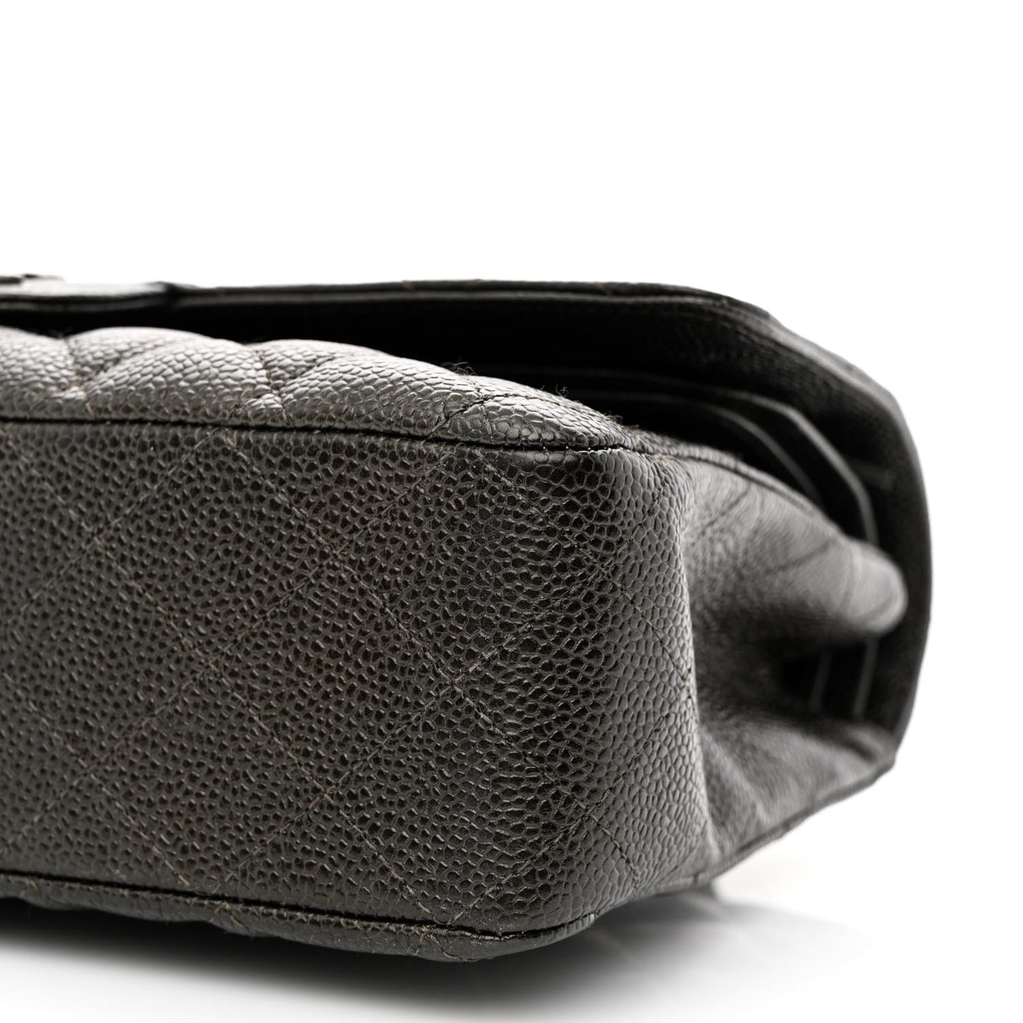 Metallic Caviar Quilted Medium Double Flap Dark Charcoal