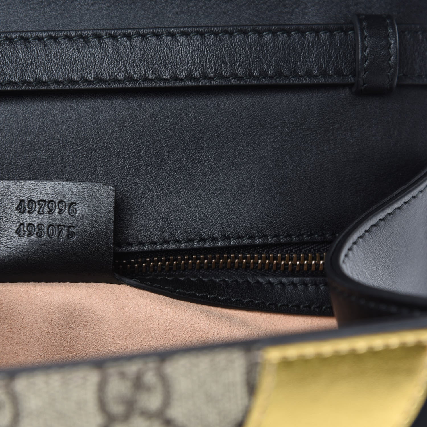 Gucci GG Supreme Monogram Small Osiride Top Handle Bag Black Gold 9 of 10