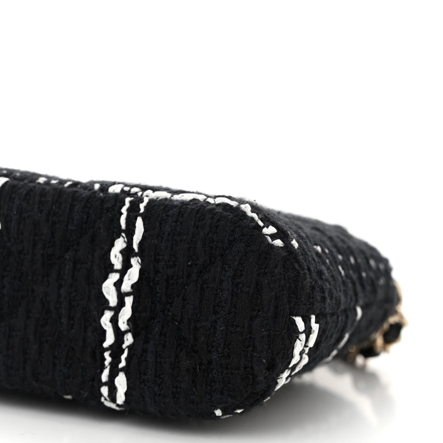 Tweed Quilted Mini Clutch With Chain Black White