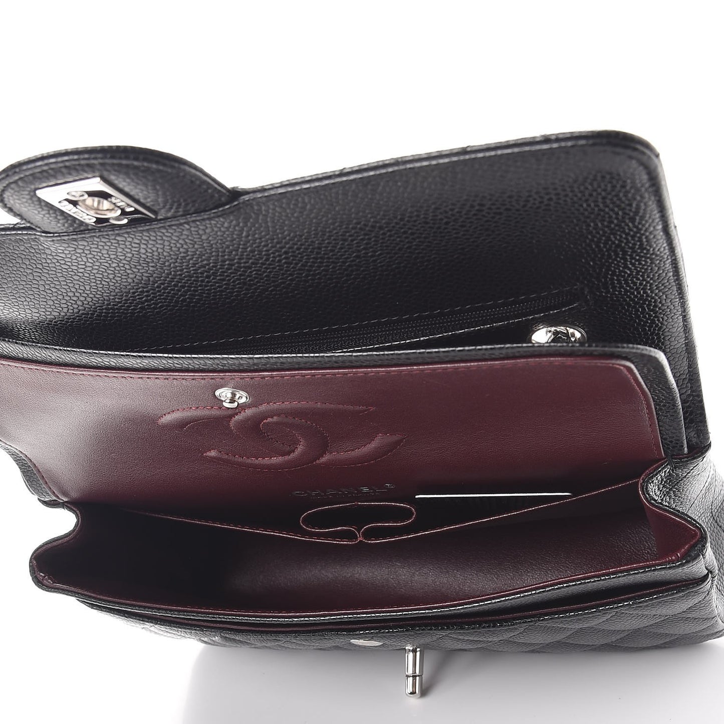 Caviar Quilted Medium Double Flap Black