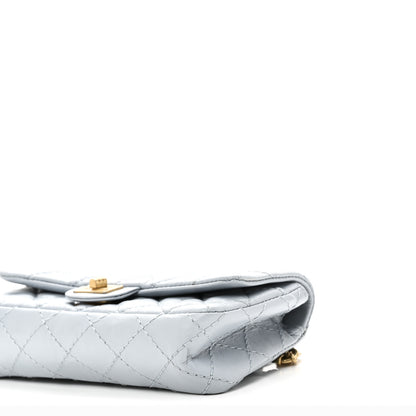 Chanel Aged Calfskin Quilted 2.55 Reissue Flap Belt Bag Clutch Light Blue 10 of 11