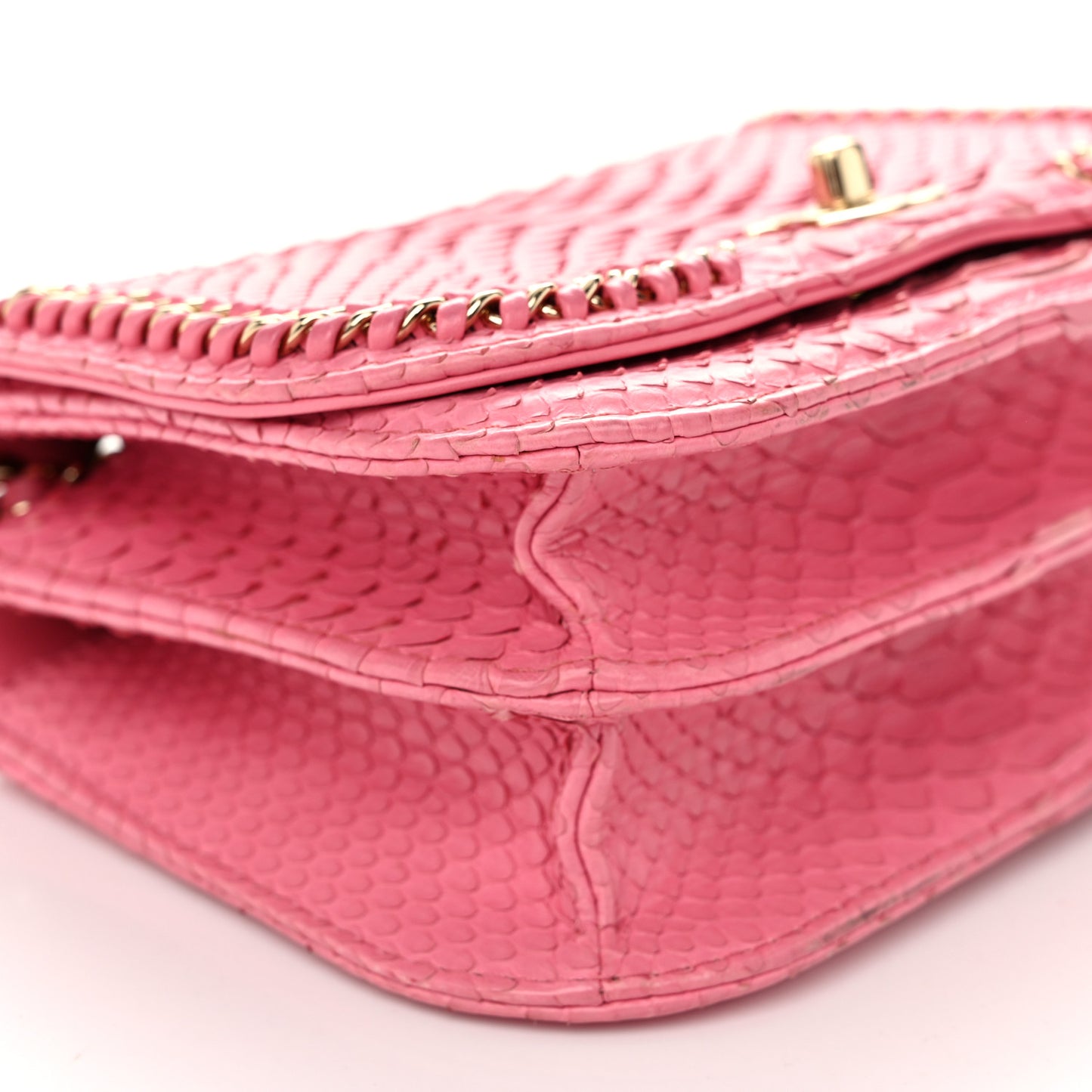 Snakeskin Small Braided Chic Flap Pink