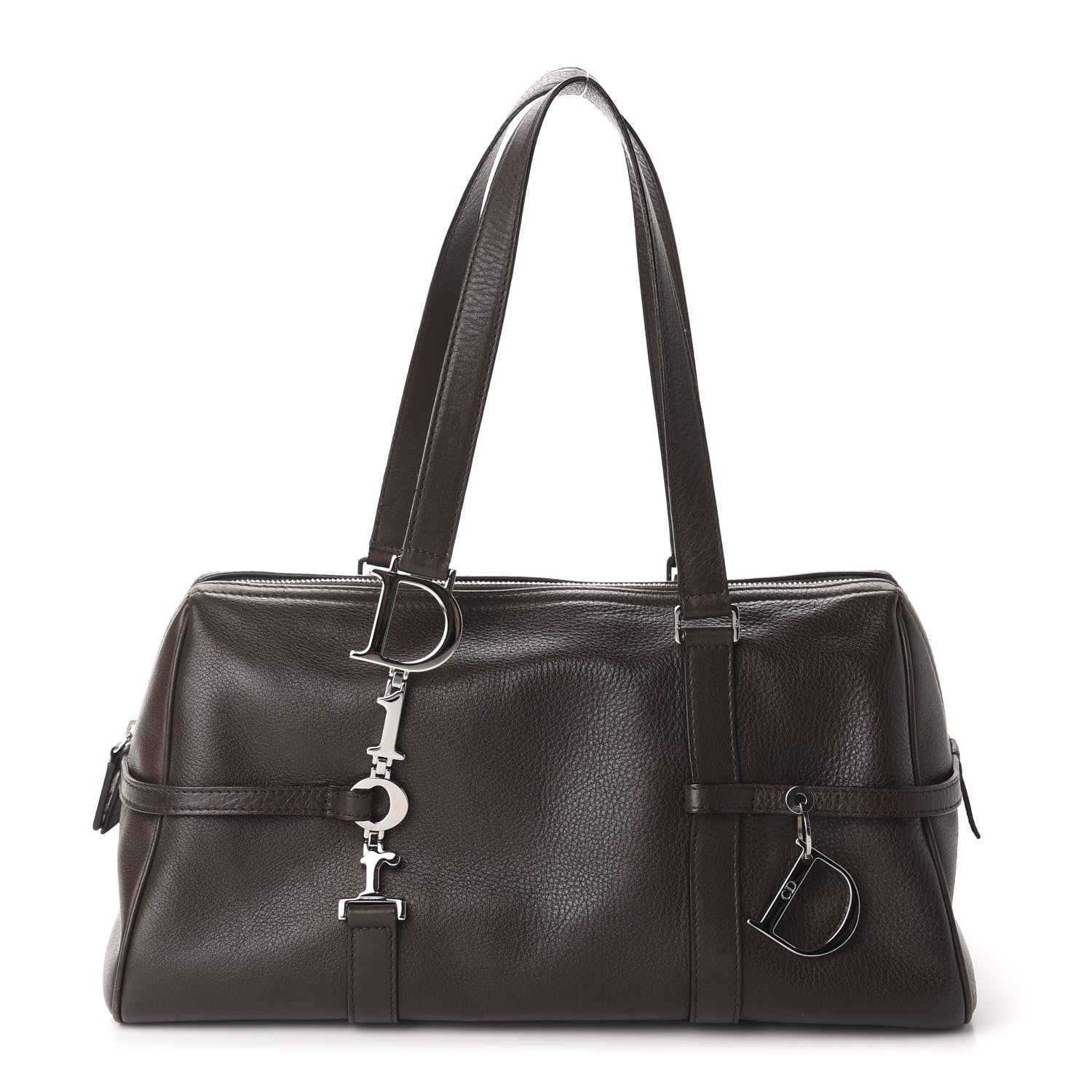 Christian Dior Calfskin Logo Charms Boston Brown 1 of 10