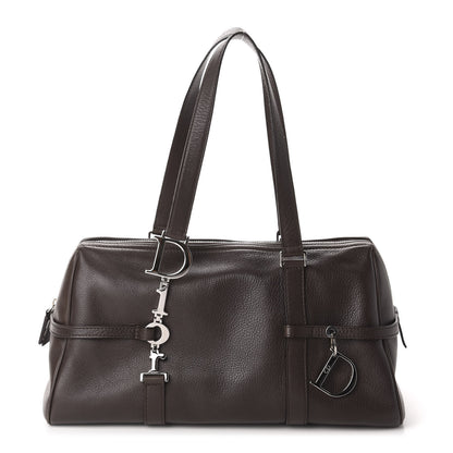 Christian Dior Calfskin Logo Charms Boston Brown 1 of 10
